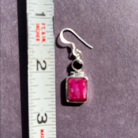 Sterling  Silver and Royal Ruby and Garnet Earrings